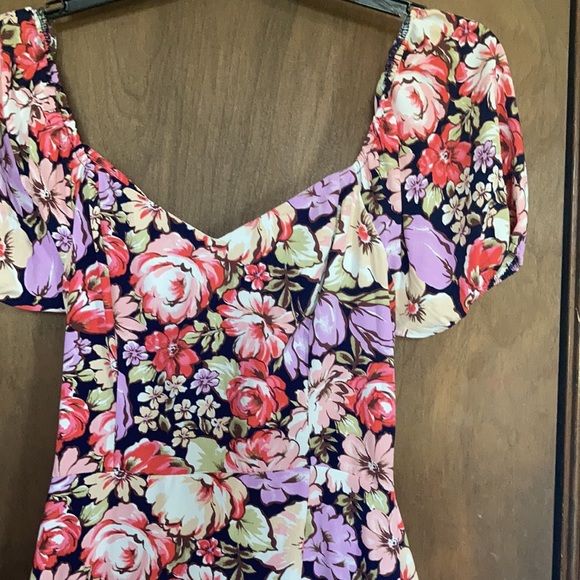 3/$33 Lily Rose dress floral print puff sleeve tie back boho cottagecore L jr - Picture 13 of 17